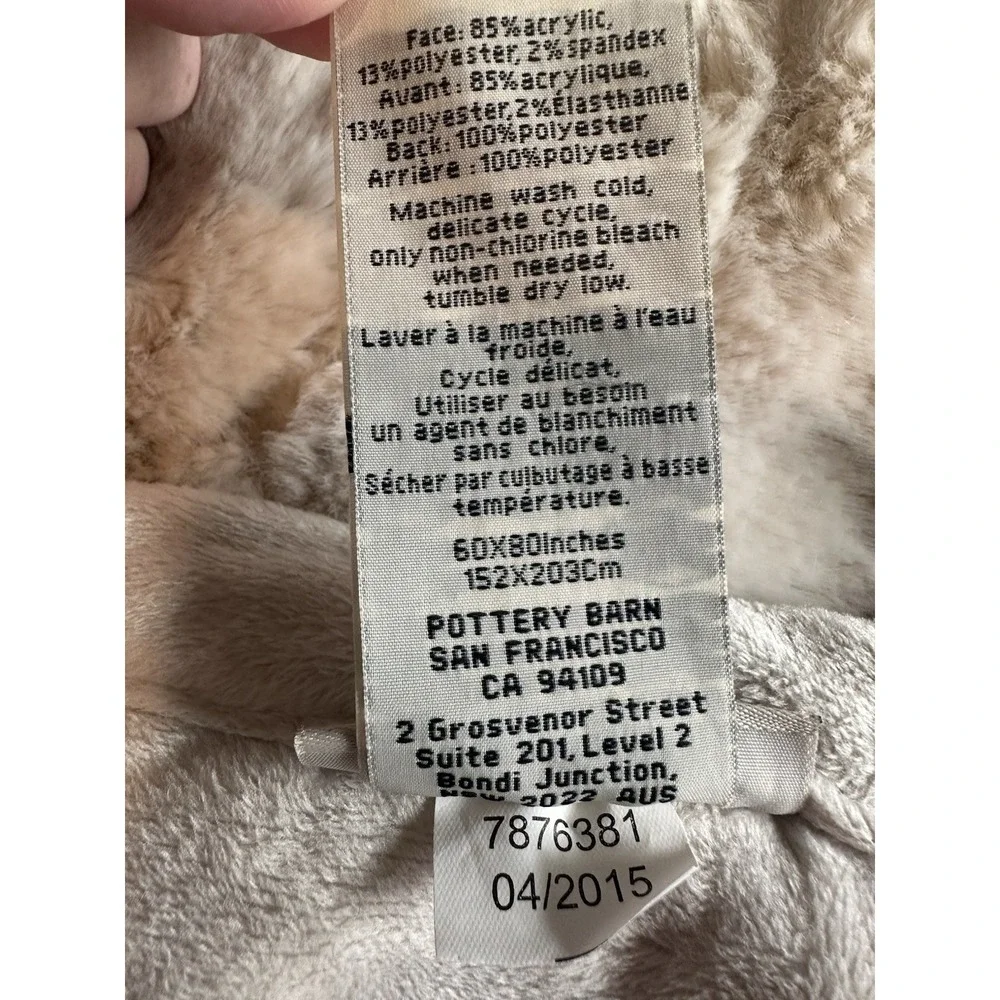 Pottery Barn Fur Throw Blanket Beige Champagne 50